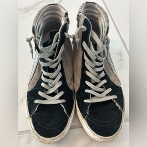 Golden Goose Black and Gray Suede High-Top Sneakers